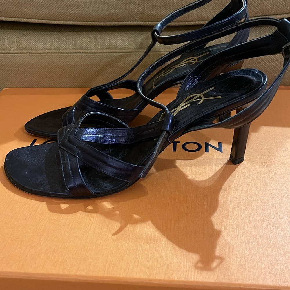 Yves Saint Laurent Women's Black Strappy Sandals - Picture 2 of 3